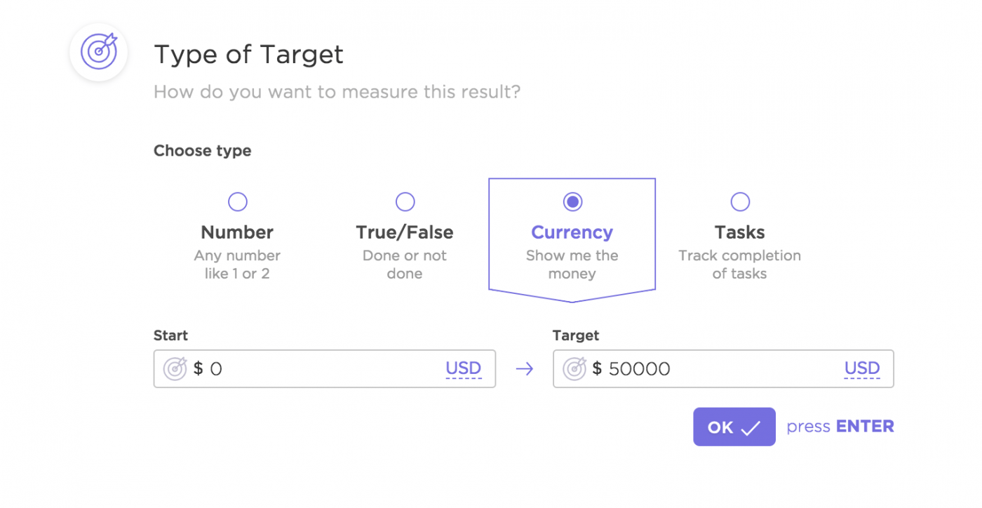 types of target in ClickUp